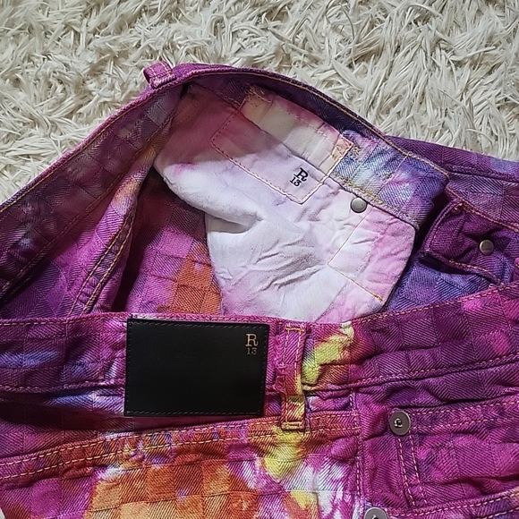 R13 Damon Pleated Relaxed Short Tie Dye Bermuda Shorts Baggy - Picture 6 of 14